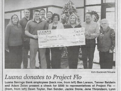 Luana donates to Project Flo